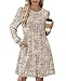 OFEEFAN Fall Dresses for Women 2025 Long Sleeve Sweater Dress Winter Clothing Tunic Dress with Pockets Fall Outfits Clothes Beige L