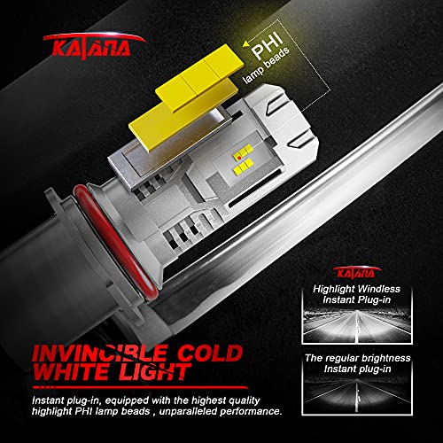 Katana Fanless 9007 Led Headlight Bulbs | 12000Lm 60W Wireless Hb5 All-In-One Conversion Kit | Phi Chips Super Bright 6500K Xenon White Halogen Replacement #TOP1