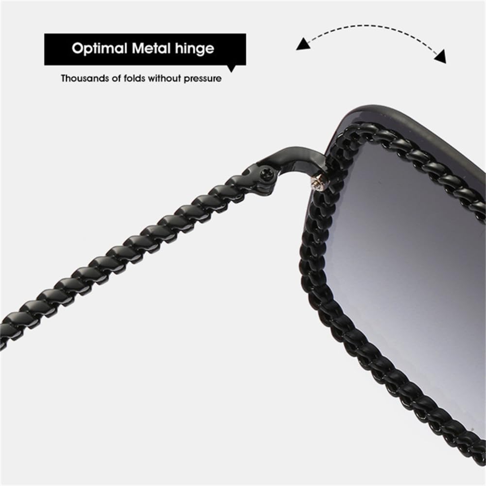 Gafas de sol cuadradas con cadena de metal para mujer, gafas de sol vintage para hombre