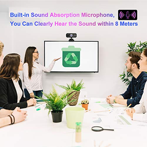 1080p HD Webcam, EIVOTOR USB Desktop Laptop Camera, Plug and Play Video Calling Mini Computer Camera, Built-in Mic, Flexible Rotatable Clip