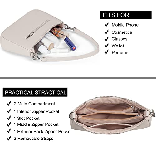 NIUEIMEE ZHOU Small Shoulder bag with 2 Removable Straps Cross Body Clutch Purse Handbag for Women 5