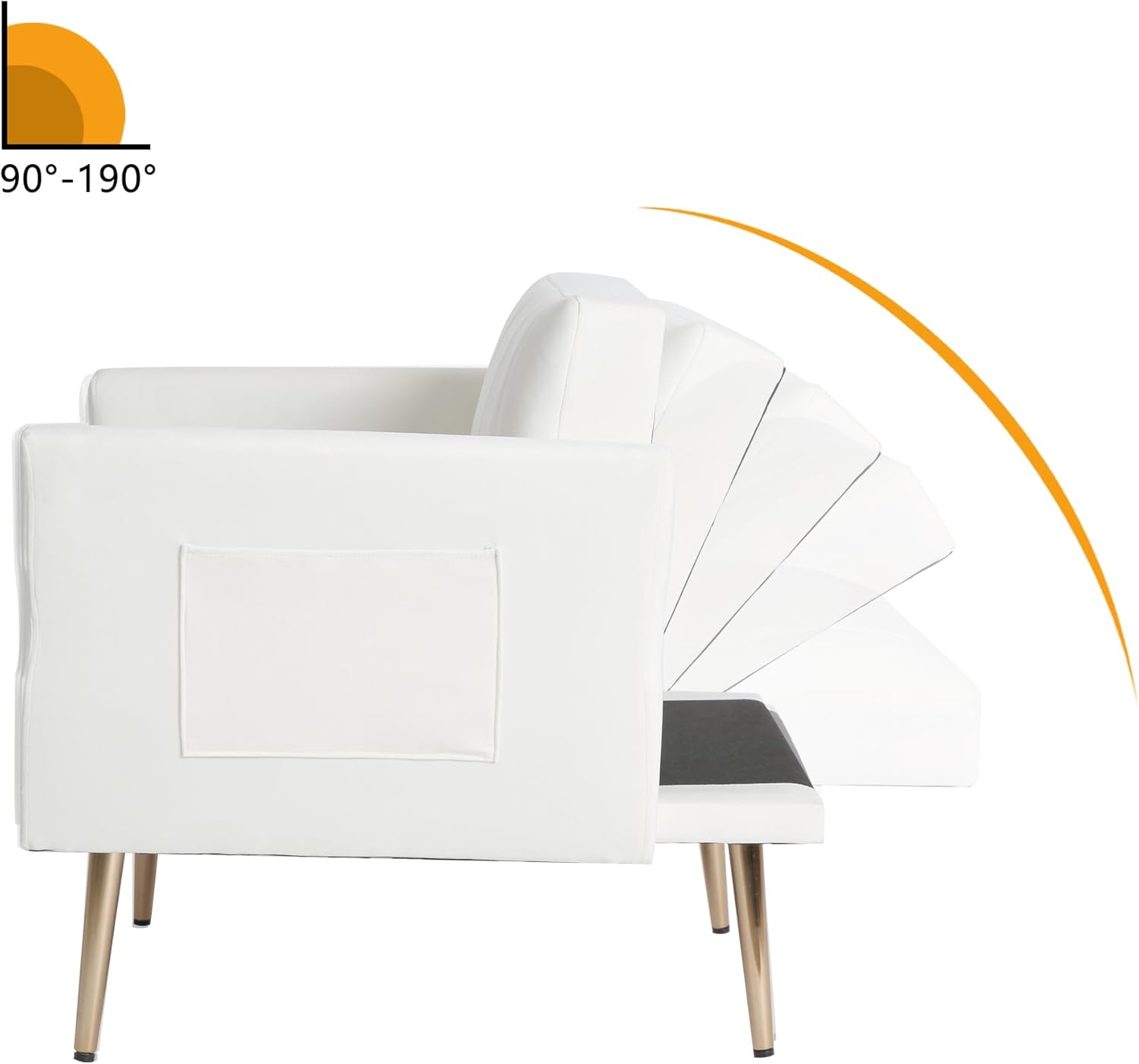 Velvet Fabric Toffee Chaise Lounge with Ottoman, Adjustable backrest and armrests, high Density Sponge Cushion, for Living Room, Bedroom (Beige)