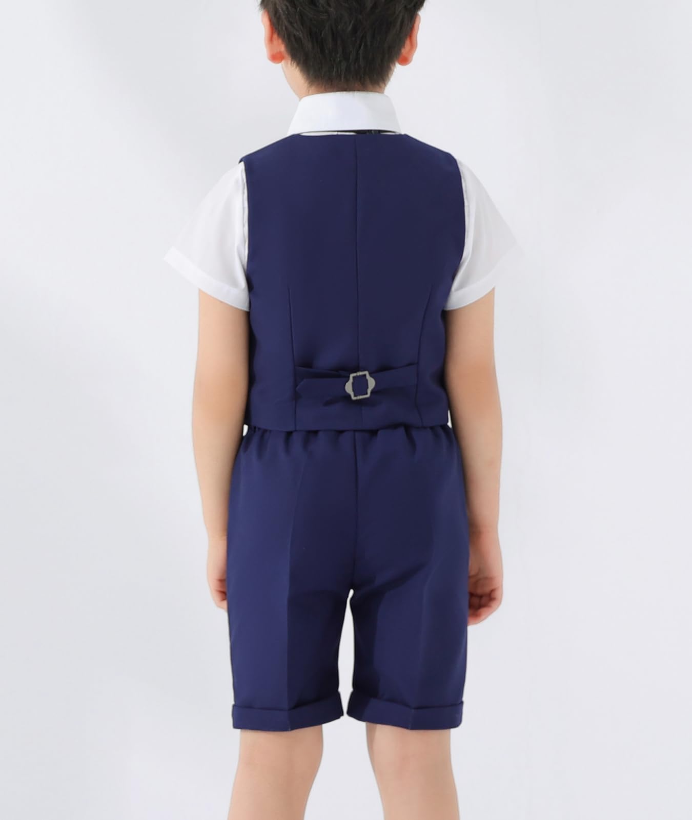 3/4 Pezzi Completo Cerimonia Bambino, Ragazzi Eleganti Abiti da Cerimonia Estivo con Gilet, Pantaloni Corti, Camicia, Papillon