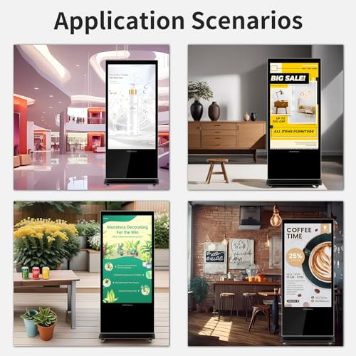 Image of 65 inch Digital Signage Displays, 4K LCD Touch Screen Floor Standing Digital Signage Player, Indoor Digital Adverstising Kiosks with HDMI Input, Android 11(4+64GB)