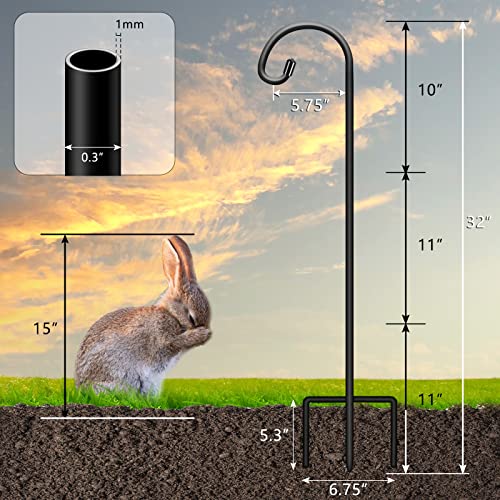 Image of Gtongoko 32 Inch Shepherd Hooks for Outdoor 8 Pack, Adjustable Garden Hooks for Hanging Plants, Lanterns, Solar Lights, Mason Jars & Wedding Decor, Matte Black Decorative Shepherd's Hooks