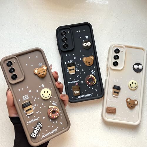 Image of COLORflow Back Cover Compatible with Samsung Galaxy S20 FE 4G / 5G | Cute Fun Cartoon 3D Ball Coffee Silicone Case (White) | Designer Camera and Body Protected Back Cover