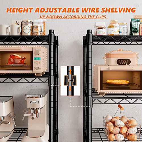 REIBII 73''H Storage Shelves 1660LBS Wire Shelving Unit with Wheels 5 Tier Metal Shelving,Heavy Duty Metal Shelves for Storage Rack,Commercial Industrial Shelving for Garage Kitchen 73''HX35''WX15''D - Thumbnail 6