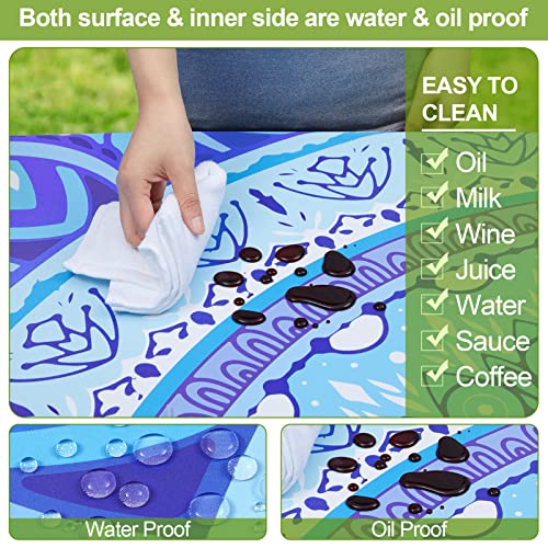 Image of Picnic Table Cover with Bench Covers 6FT 3 Pcs Waterproof Windproof Aesthetic Camping Tablecloth with Drawstring Bag, Fitted for 6 Foot Rectangle Tables and Seats, 72 inch, Light Blue Purple