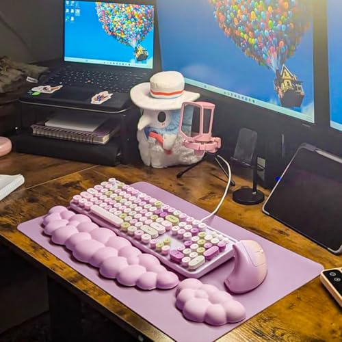 Image of JIKIOU Upgrade Leather Cloud Wrist Rest for Keyboard and Mouse & Cup Pad | Wish Gift-Cute Cloud Shape, Comfortable and don't Irritate to Skin, Non-Slip PU Base,Soft Memory Foam filled for Pain Relief