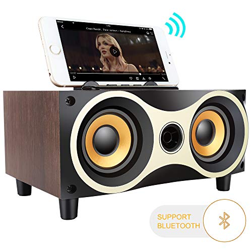 Preisvergleich Produktbild Holz drahtloser Bluetooth Lautsprecher Stereo Subwoofer-Lautsprecher Unterstützung FM-Radio-Telefon-Halter für iPhone und Android,B