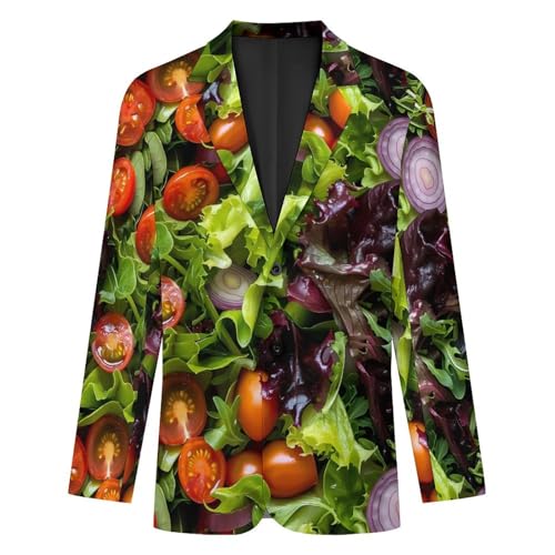 Vegetable Salad Men's Classic Fit Suit Two Button Novelty Printed Casual Stylish Blazer4