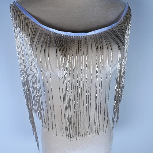 Labellezalady 12 In Wide Silver Glass Beaded Ribbon Tassel Fringe Trim 1 Yards Long For Crafts Diy Dress Clothes Decoration #TOP7