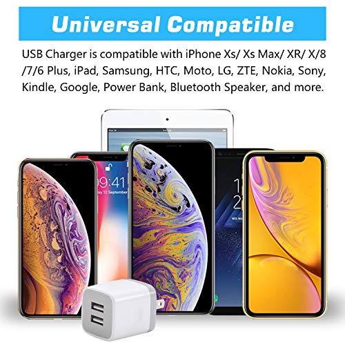 X-EDITION USB Wall Charger,4-Pack 2.1A Dual Port USB Cube Power Adapter Wall Charger Plug Charging Block Cube for Phone 8/7/6 Plus/X, Pad, Samsung Galaxy S5 S6 S7 Edge,LG, Android (White)