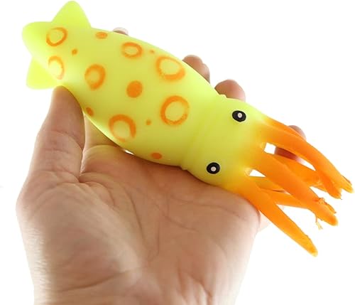 Miniatura 2 de Juego de 4 bolas grandes de calamar suaves y esponjosas, rellenas, sensoriales, para estrés, juguete antiestrés súper suave (los calamares de los 4