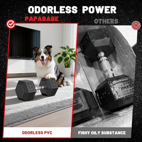 Image of PAPABABE Hex Dumbbell Sets with Rack, 100-600lb Rubber Coated Dumbbell Weight Set and Storage Rack, Multiple Options Hand Weights for Strength Training