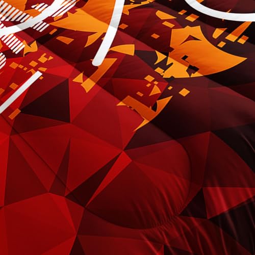 Image of Basketball Comforter Set Black and Red Sports Theme Printed Bedding Set with 1 Comforter and 2 Pillowcases for Boys and Girls Bedroom All Season(Basketball Twin)