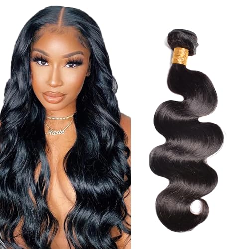 Human Hair Bundles Natural Black Body Wave Bundles...