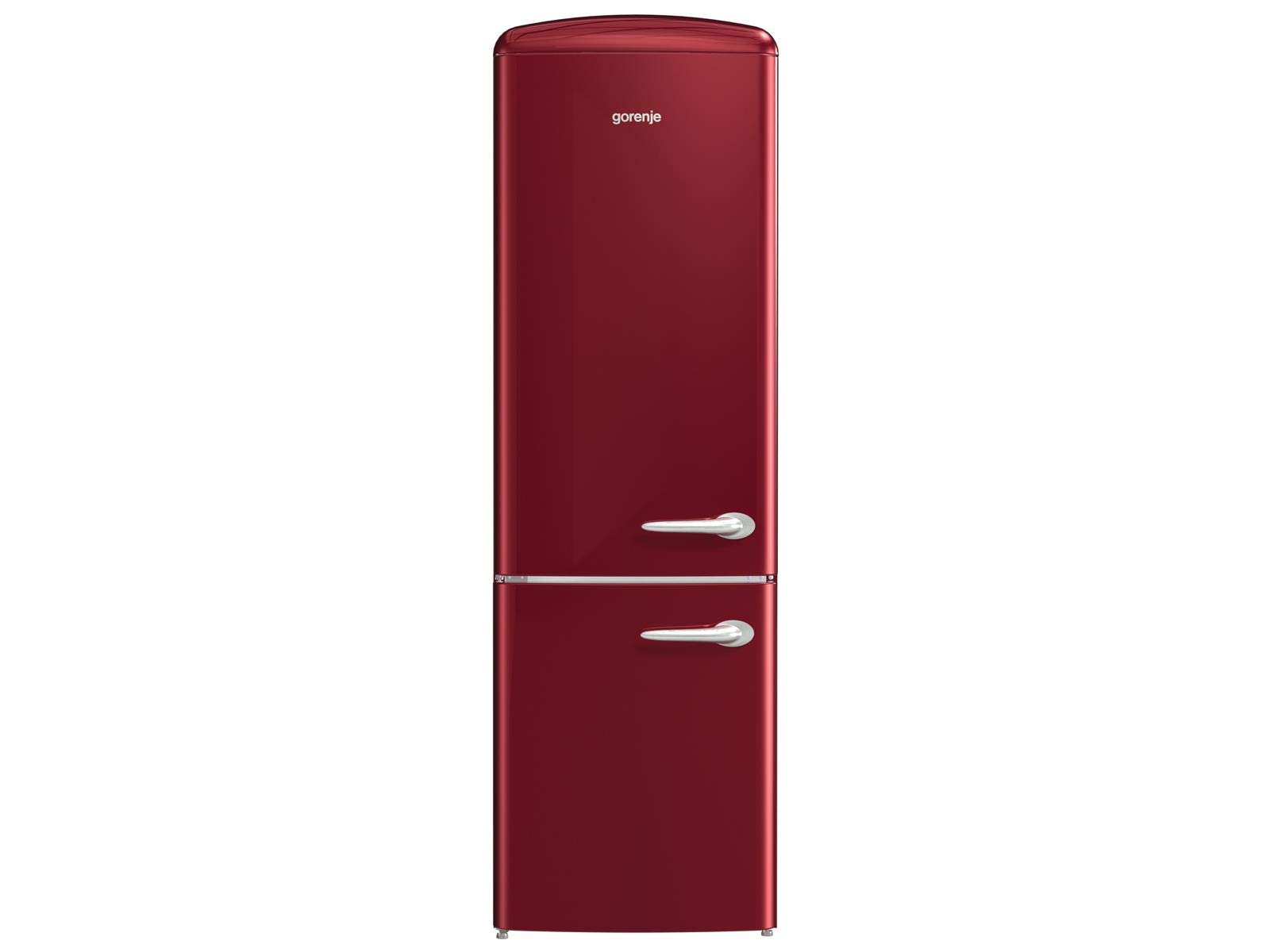 Gorenje ONRK 193 R-L Kühl-Gefrier-Kombination / A+++ / Höhe 194 cm / Kühlen: 222 L / Gefrieren: 80 L / Burgundy / NoFrost / ZeroZone-Schubfach (0 Grad) / Oldtimer / Retro Collection