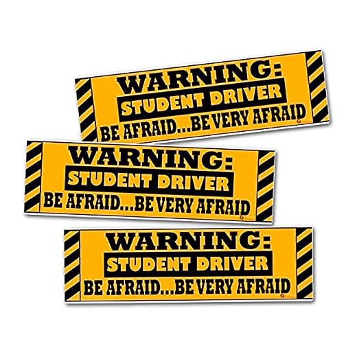 Zone Tech 3 Pcs Funny Magnetic Sticker-Premium Quality Car Safety Vehicle New Driver Yellow Reflective Sign (Warning Student Driver be Very Afraid)