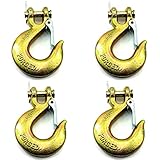 (Pack of 4) 3/8 Inch Safety Hook with Latch Forged G70 18,000 Lb Capacity