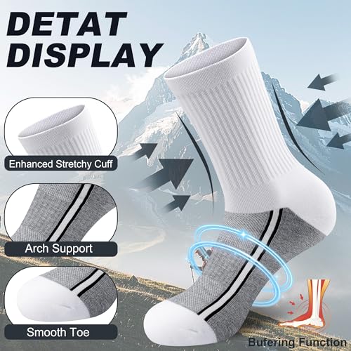 Gonii Men's Athletic Crew Socks，5 Pairs Cushioned Boot Moisture Athletic Socks for Hiking Sports Running Workout2