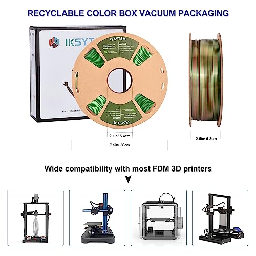 Image of 3D Printer Filament, Super Shiny Dual Color PLA Red Green, Creating Beauty and Having Fun with 3D Printing Filament, Silk PLA Filament 1.75mm + /-0.03mm, 1kg /2.2lbs PLA Spool