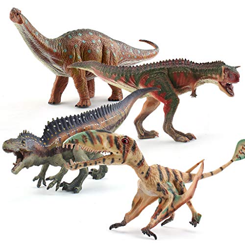 Jumbo Realistic Dinosaur Figures - Hand Painted Highly Detailed Jurassic Dinosaurs Toys Realistic Models with Carnotaurus/Brachiosaurus/Acrocanthosaurus/Pterodactyl for Dinosaur Lovers
