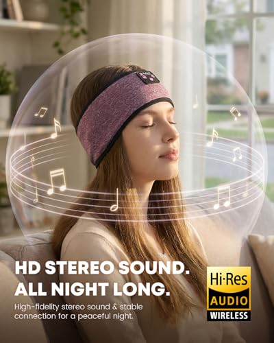 Image of Sleep Headphones Headband Wireless Bluetooth 5.4 - Soft, Breathable, Ultra-Thin Speakers for Side Sleepers, Workout, Airplane Travel, Relaxation