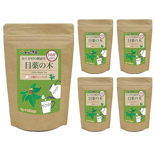 がんこ茶家 国産100% おらが村の健康茶 目薬の木茶 (2g×20包×5袋) 三角ティーバッグ