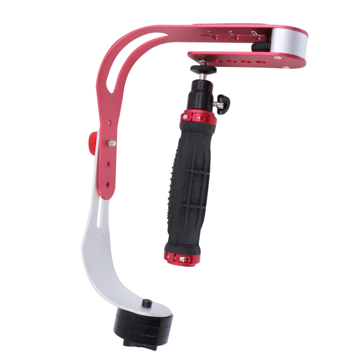Stabilizzatore per Fotocamera Reflex e Dv a Forma di Arco | Lega di Alluminio Rosso, Presa Manuale per Riprese Video, Adatto a Selfie e Viaggi