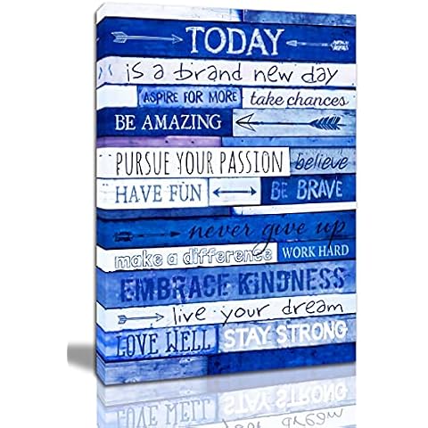 THRLVEART Blue Inspirational Canvas Wall-Art - Large Quotes Office Wall Decor - Motivational Wall Art for Bedroom Size 24x36 Inches Cover