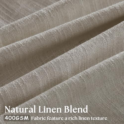 Image of Flax Burlap 90 Inch Pinch Pleated Linen Curtains 2 Panel Set for Living Room Thick Linen Textured Drapes 90 Inches Long Pinch Pleat Drapes Semi Sheer Curtain for Dining Bedroom Office Dark Taupe