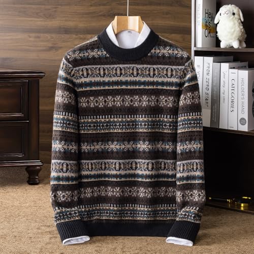 Men's Crewneck Sweater Nordic Knit Design 100% Wool Long Sleeve Winters Without Zip Sweater4