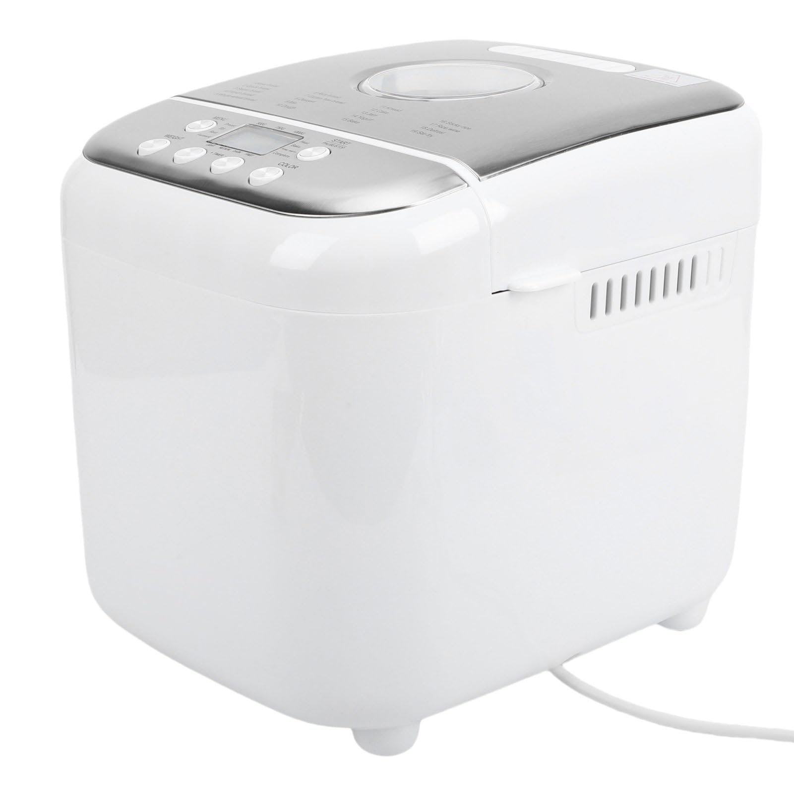 Haofy Máquina para Hacer Pan Máquina de Pan Programable Automática con 19 Preajustes 3 Tamaños de Potente Motor de 600 W Sartén Antiadherente para Casero Masa Galletas Mermeladas (Enchufe de la UE)