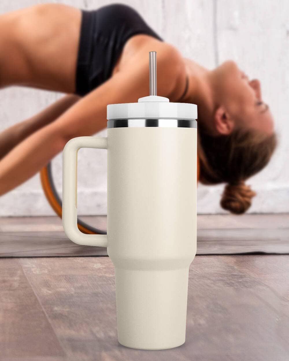 AKNAVI Stainless Steel Tumbler with Handle & Straw Lid - 40oz Travel Mug for Hot & Cold Beverages - Leak-Proof, BPA-Free, Dishwasher Safe, Iced Coffee Cup 4