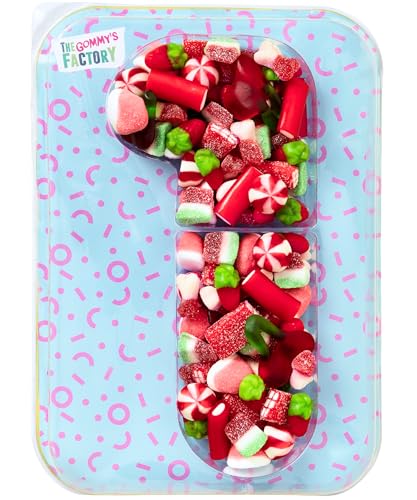Gommy's Factory, Party Numbers n 1, Tarta de gominolas para cumpleaños con forma de números. 500g de chuches