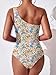 BEILON Women One Shoulder One Piece Swimsuit Tummy Control Bathing Suits Modest Full Coverage Keyhole Swimwear (US, Alpha, Small, Regular, Regular, Z-Flower1)