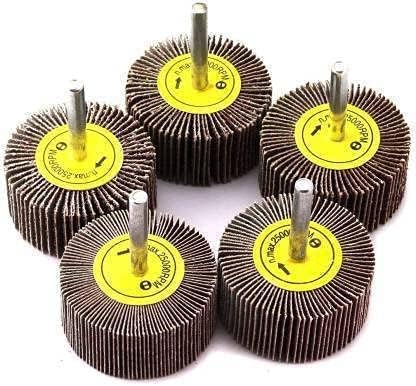 ABRASIVE EMERY CLOTH GRINDING MOP WHEEL (FLAP WHEEL) FOR BUFFING FINISHING POLISHING EXPORT PREMIUM QUALITY (40 X 25 X 6 X 80 GRIT, 5 nos.)