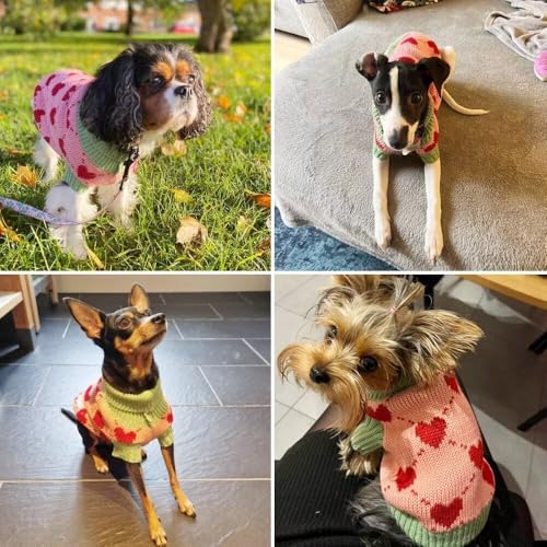 EASTLION Hundepullover,Sweater für Hunde,Rollkragenpullover mit Strickmuster,Wärmender Wintermantel für Hunde,Welpen und Katzen (L,Rosa)