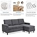 Walsunny Convertible Sectional Sofa Couch with Reversible Chaise, L-Shaped Couch with Modern Linen Fabric for Small Space (Dark Grey)