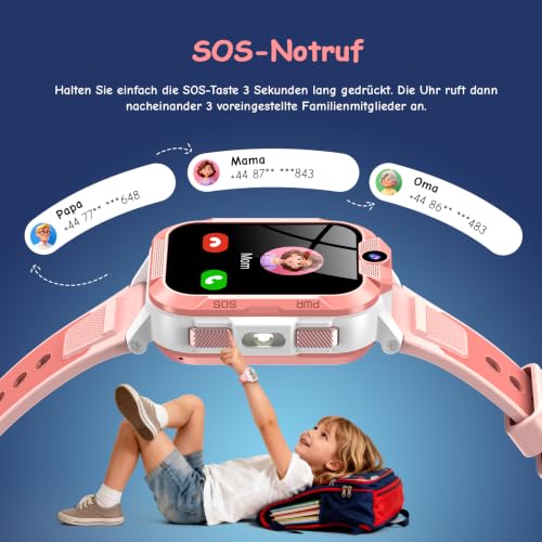 IOWODO Smartwatch Kinder mit GPS und Telefon 4G, Schulmodus, Sprachanruf – Ansicht 4