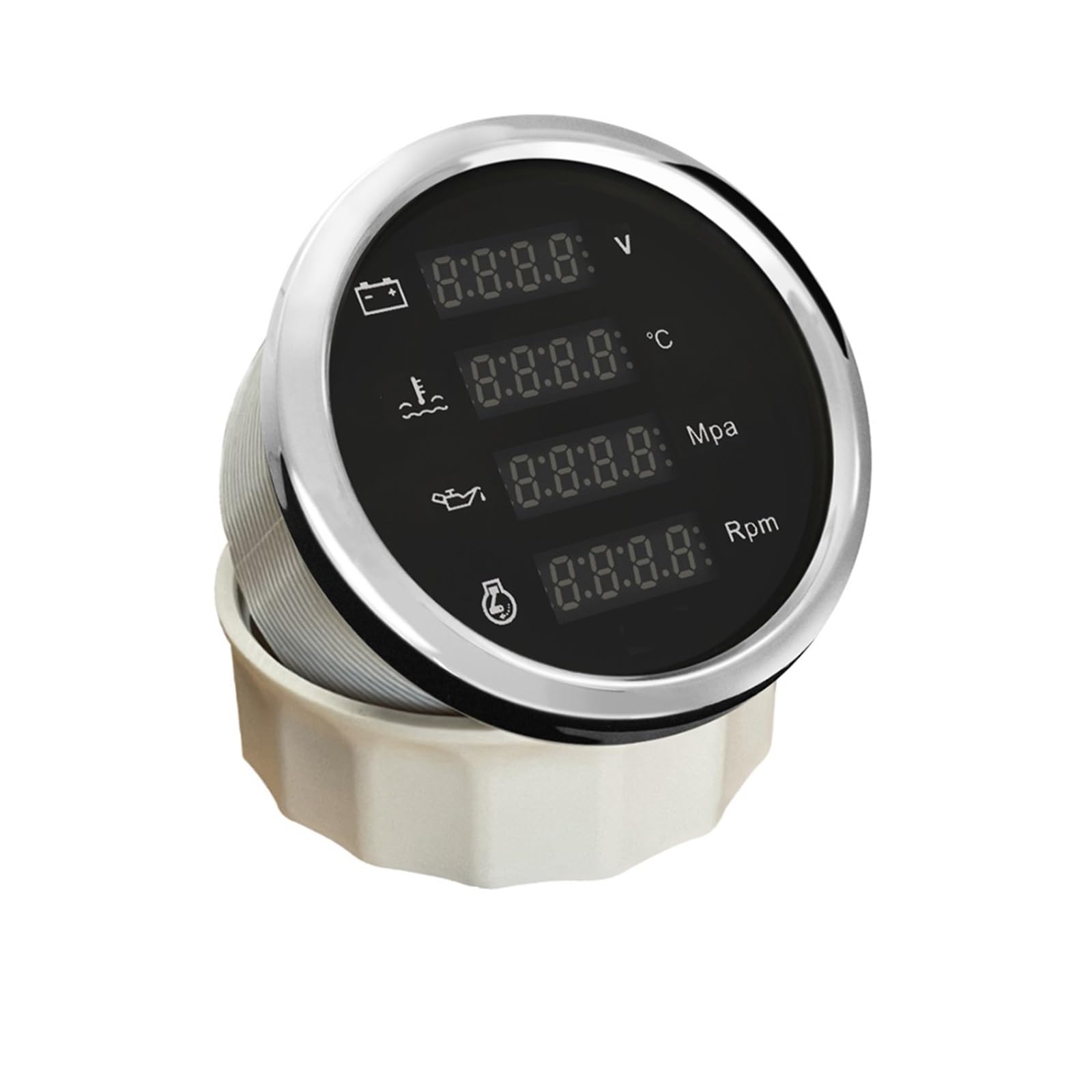 Tacómetro digital de velocidad de rotación de 85 mm, 8000 RPM, 25-120 ℃, temperatura del agua, 0-1 MPa, voltaje de presión de aceite, luz de fondo roja, 9-32 V(Nero)