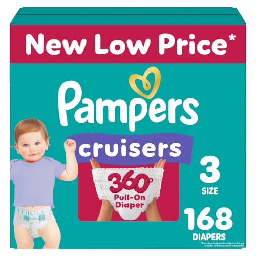 Image of Pampers Diapers - Cruisers 360 - Size 3, 168 Count, Babyproof, up to 100% Leakproof Pull-On Diaper (Packaging May Vary)