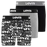 Levi's Boxer Briefs for Men, Cotton Stretch Breathable Men's Underwear 3 Pack Logo/Black/Grey