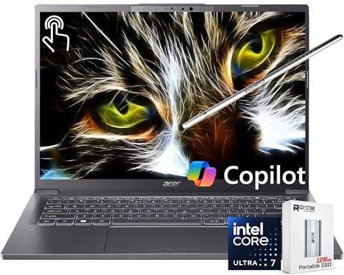 Image of acer Aspire 14 inch AI Copilot+ PC WUXGA Touchscreen Laptop, Intel 8-Core Ultra 7 258V(>Ultra 9 185H), Intel ARC 140V, 32GB LPDDR5X, 2TB SSD, Wi-Fi 6E, FHD Webcam, W /128GB PSD&Stylus, Win11 Home