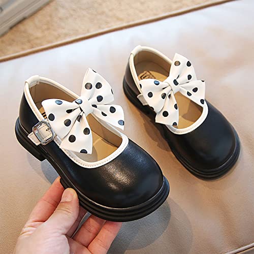 Big Girls Boots Girls Casual Shoes Thick Sole Round Toe Polka Dot Bow Cute Dress Shoes3
