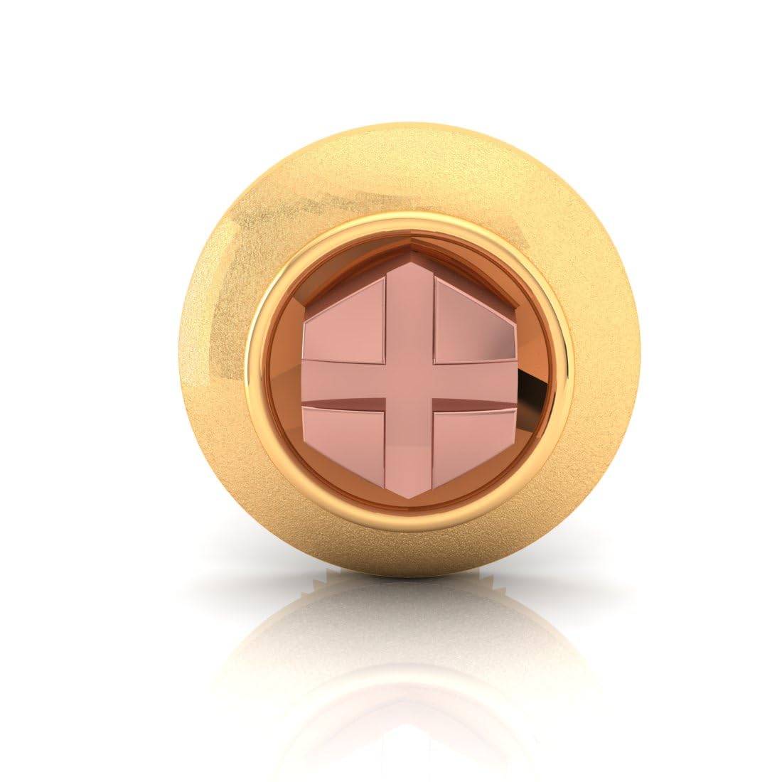 14KT (585) Yellow Gold Hexagonal With Cross Design Stud Earring For Men - 0.4 Grams (Single Piece)-image-48