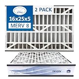 Air Bear 16x25x5 Air Filter MERV 8 (2-Pack) Pleated HVAC Air Filter Replacement (Actual Size: 15.50 x 24.25 x 4.9 Inches) Compatible with part no: 255649-105
