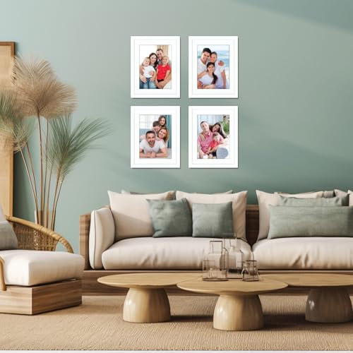 Amazon Brand - Solimo Wall Photo Frames Set Of 4 | Plexi Glass | Frame For Home And Office Decoration | 8X10 Inches (White), Rectangular