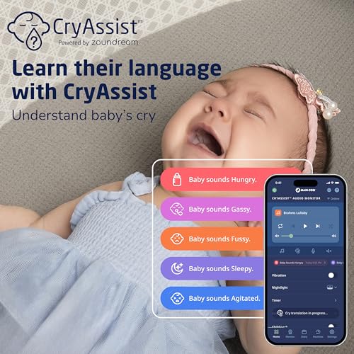 Maxi-Cosi Sibia Bassinet, CryAssist AI Cry Translation, Cozy Mattress Pad, Machine-Washable Cover, Built-in Bluetooth Speaker, Onyx Heritage, Smart Bassinet for Baby - image 3